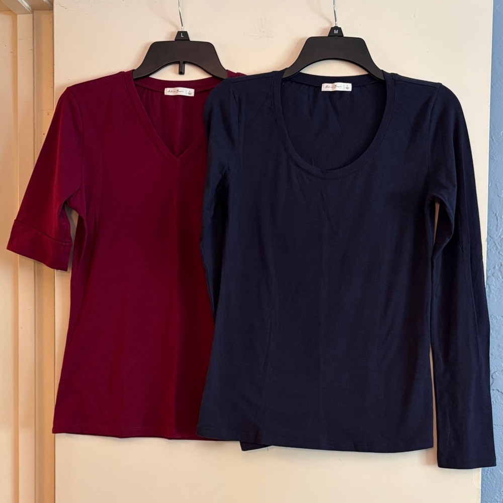 Set of 2 Active Basic Women's Long Sleeve & Elbow Tops, size L